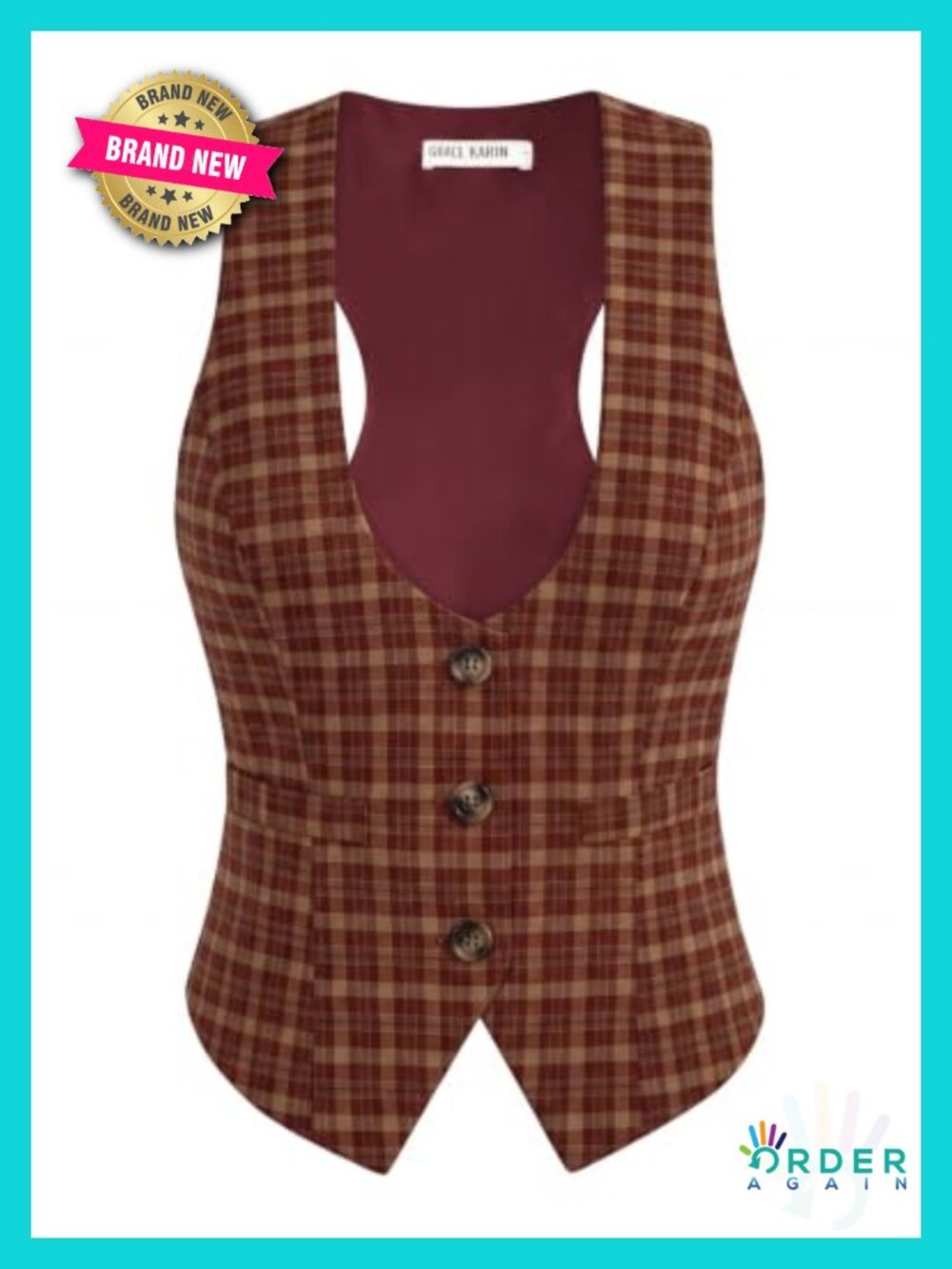Suit Vest Top Dressy Casual Sleeveless Button Waistcoat for Work Office